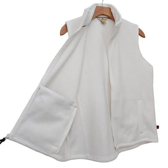 Woolrich Fleece Vest Womens Medium White Full Zip High Neck Lightweight Cozy - Picture 4 of 9